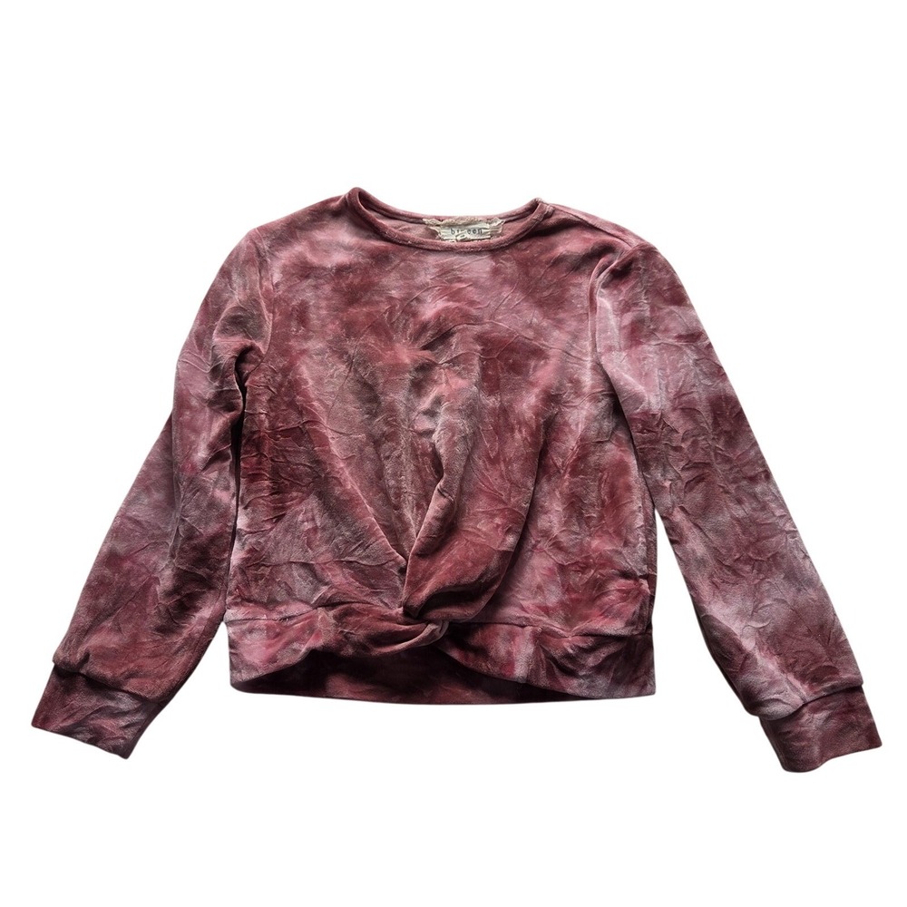 Btween Sweatshirt Girls 8 Pink Velour Twist Front Long Sleeve Pullover Top